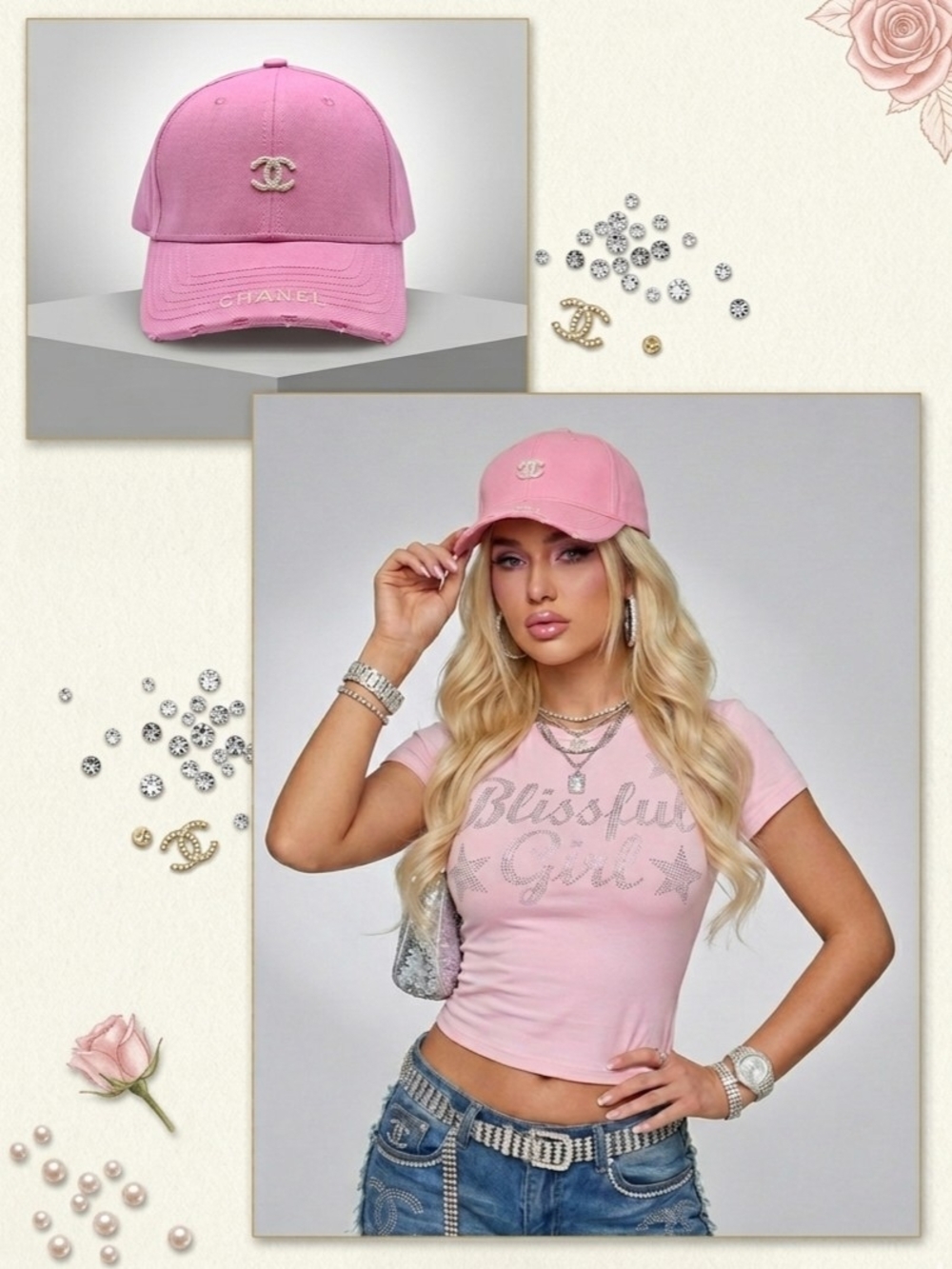 NWT 💖 CHANEL Pink Embroidered Logo Baseball Cap